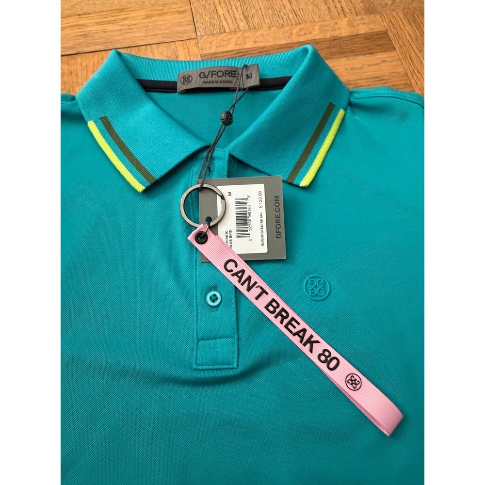 G/FORE Womens Blue Bird Performance Golf Polo Shirt Teal G4LS19K30 Medium NWT